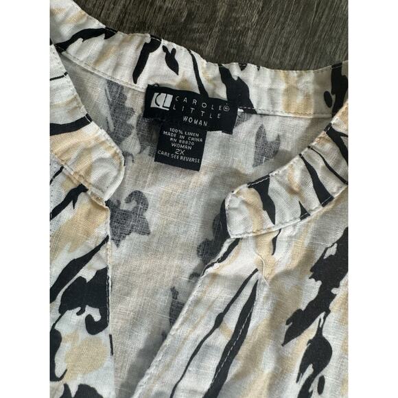 Carole Little Vintage Plus Size 2X 100% Linen Button Up Blouse Animal Print Y2K - Picture 4 of 9